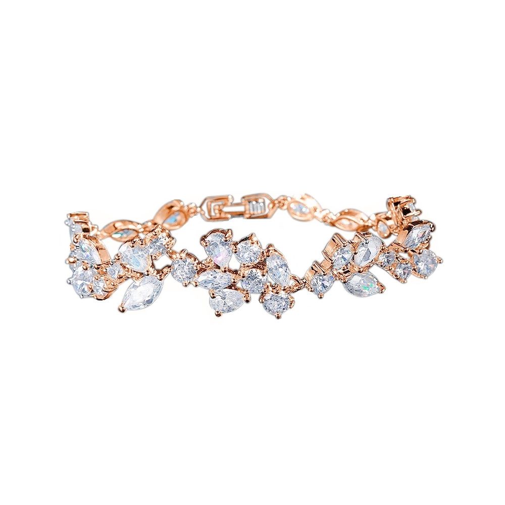 Franse stijl goudkleurige armband met zirkonia kristallen