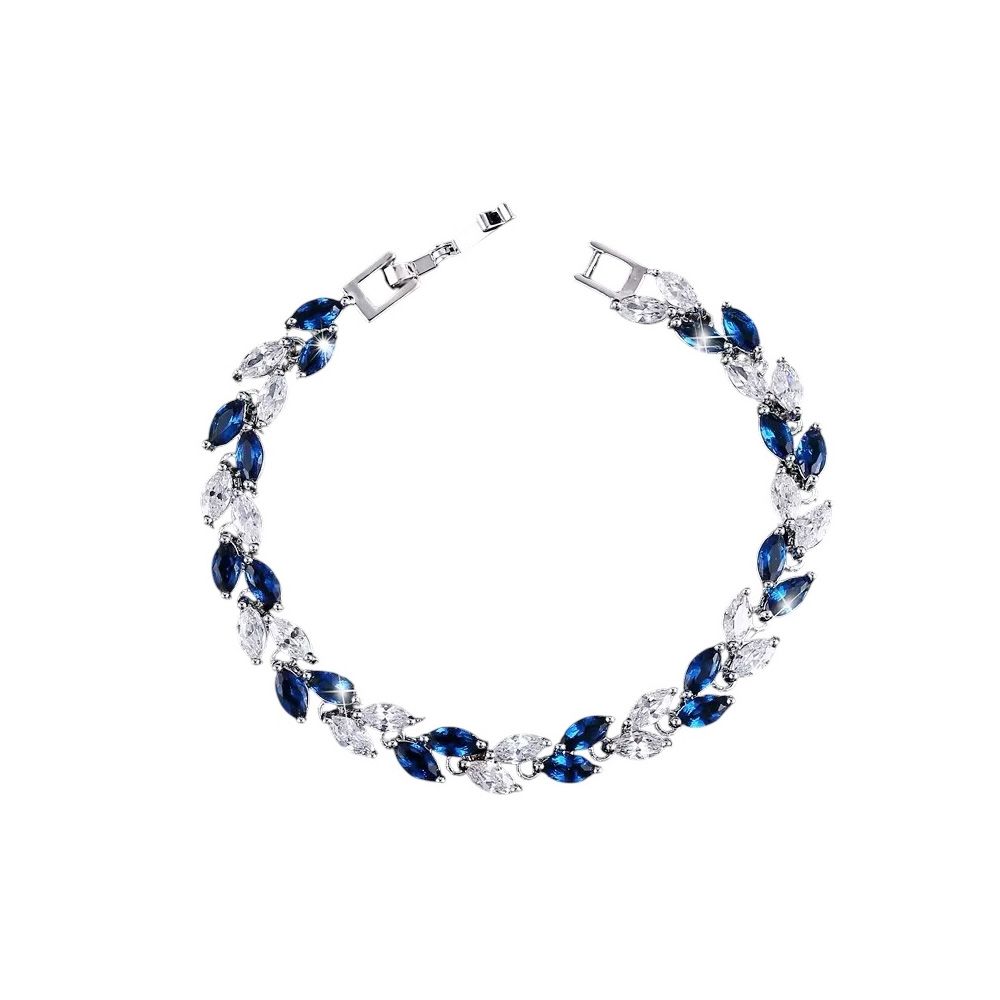 Armband met saffierblauwe en heldere marquise kristallen