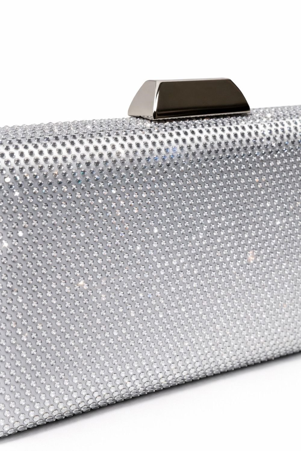 Detail van de Glamour avondtasje in boxvorm met glaskristallen