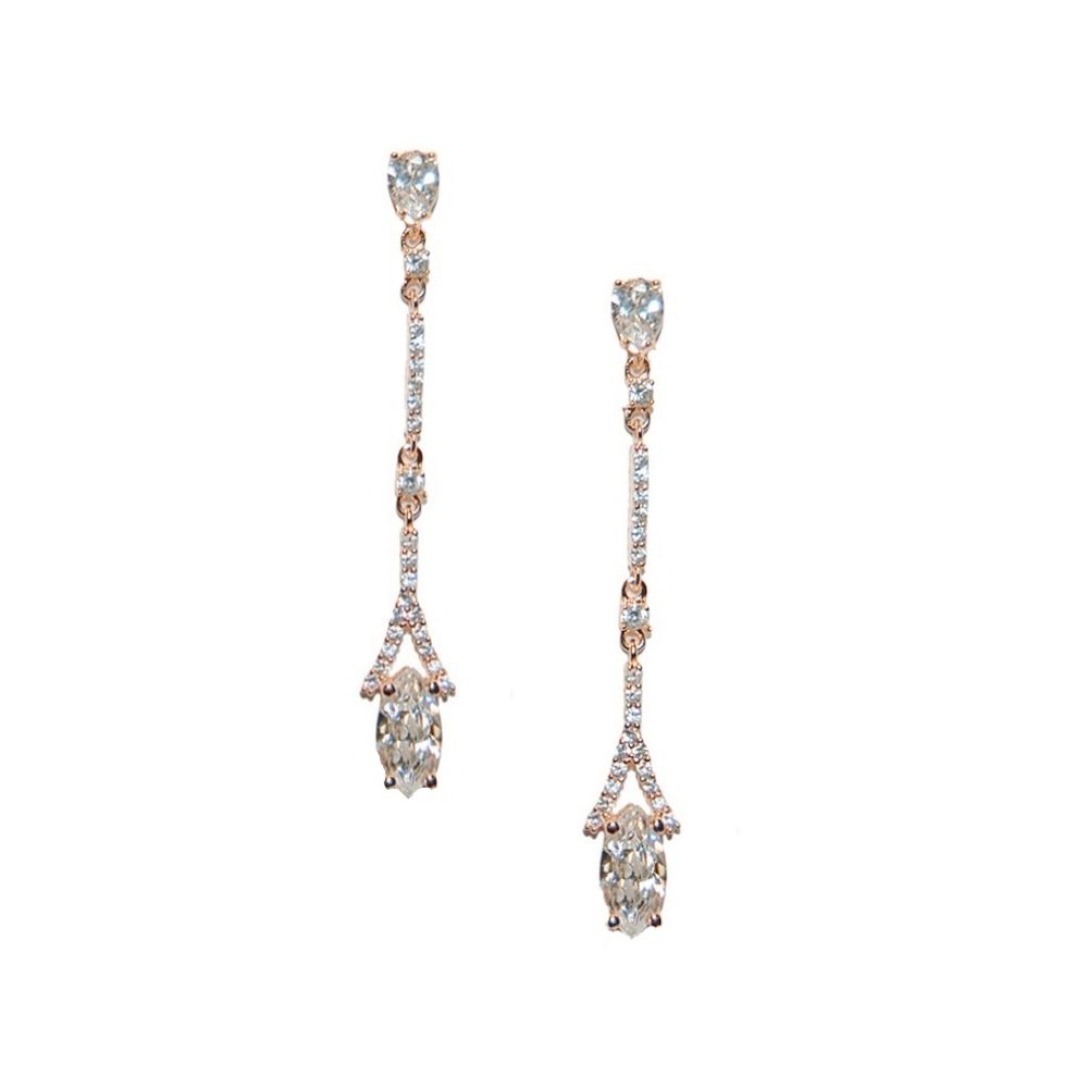 Dainty sprankelende oorbellen met zirkonia kristallen, in rose goud