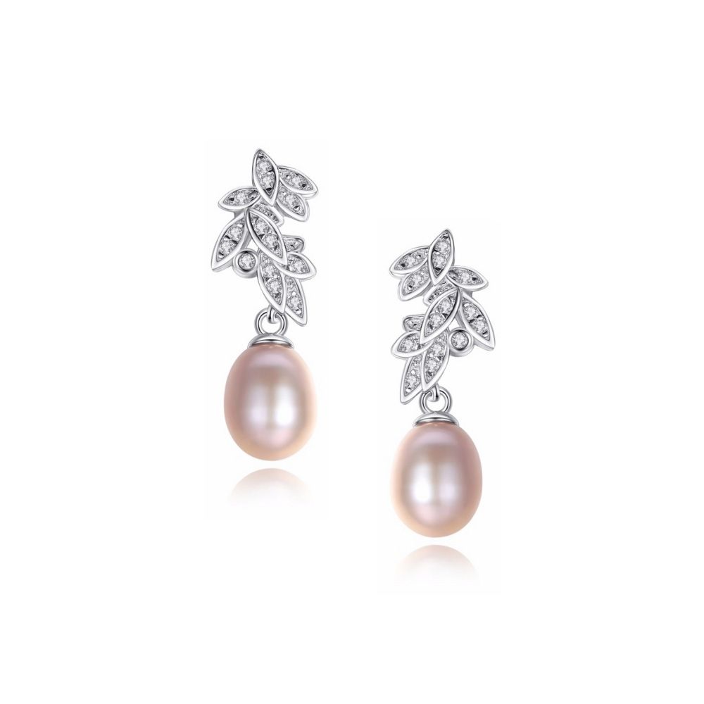 Sterling zilveren oorbellen met roze parel hanger