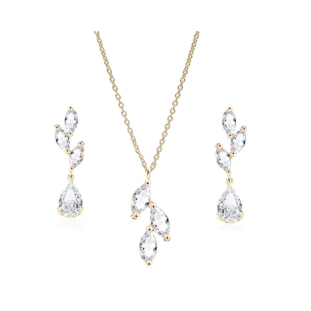 Druppel ketting – oorbellen set met zirkonia kristallen