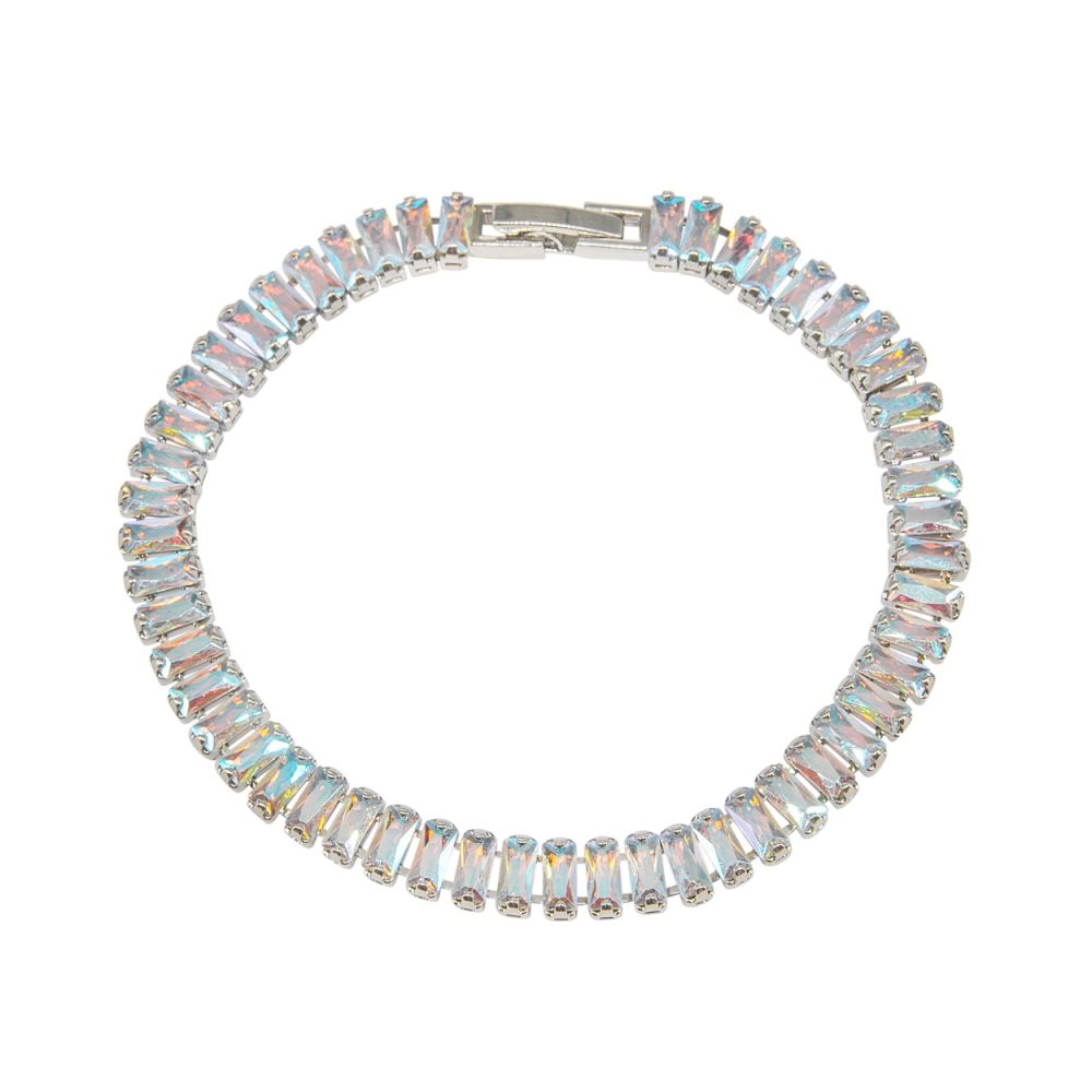 Sprankelende schakelarmband met rechthoekige zirkonia