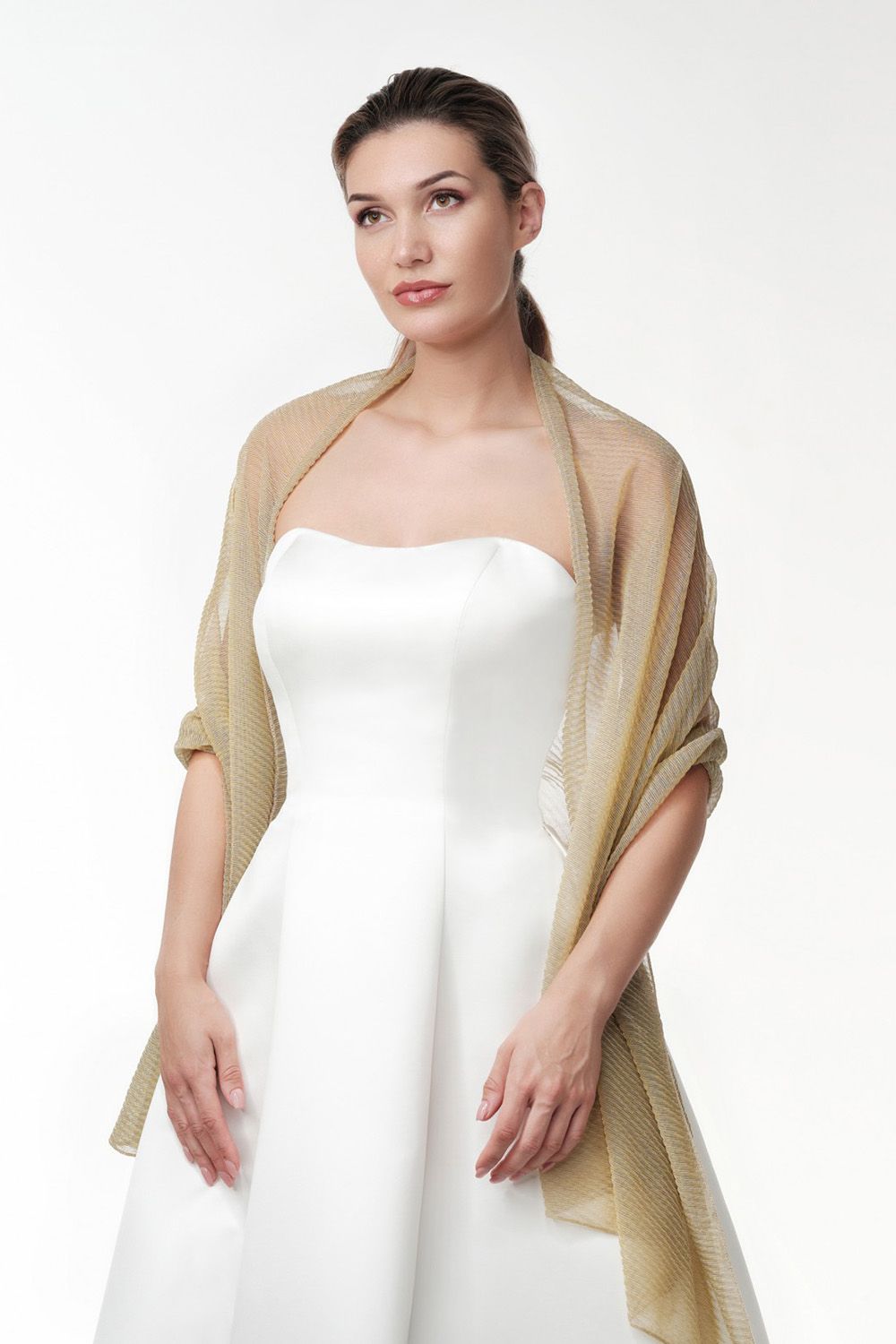 Goudkleurige Transparante metallic-look stola