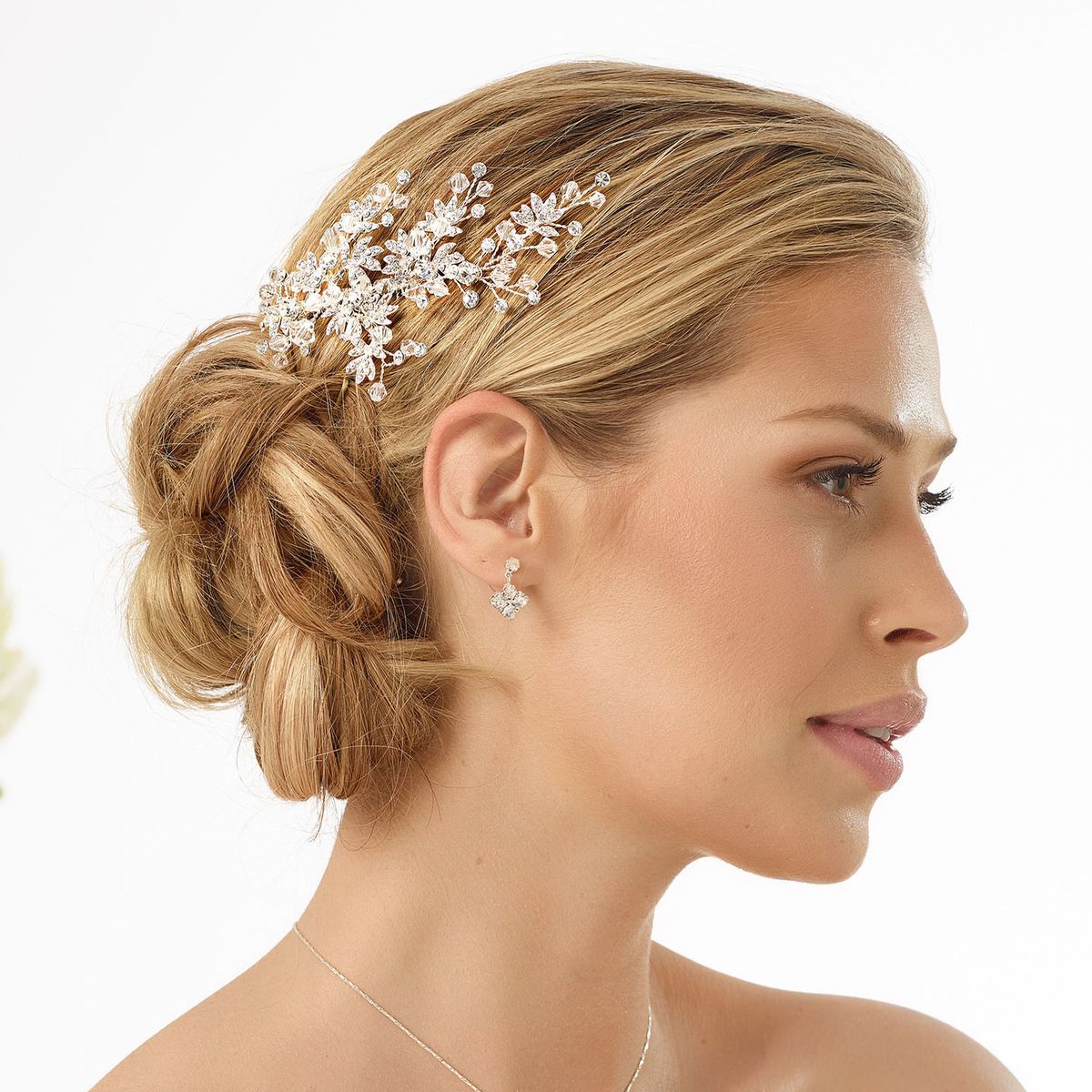Zilverkleurig haaraccessoire in takjes vorm met bling