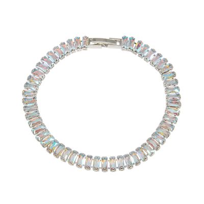 Sprankelende schakelarmband met rechthoekige zirkonia