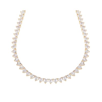 Kristallen hartjes ketting met zirkonia kristallen, in een Crystal Heart Tennis Style ontwerp