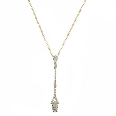 Ketting met lange hanger, versierd met zirkonia kristallen