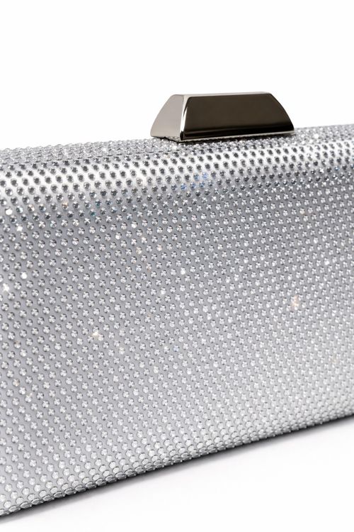 Detail van de Glamour avondtasje in boxvorm met glaskristallen