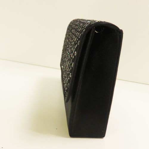 Zwarte party clutch met glitters, zijkant
