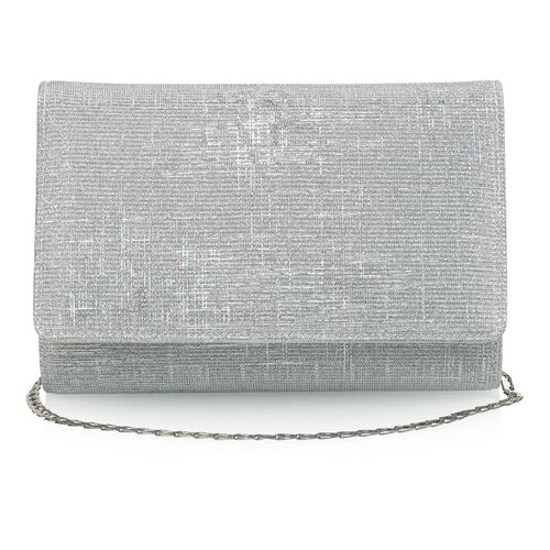 Zilverkleurige kleine metallic clutch met glitter afwerking