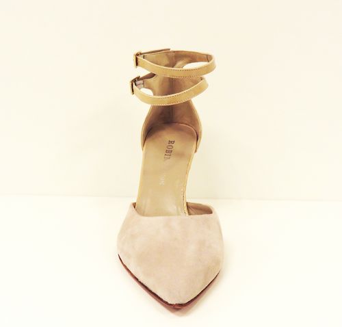 Nude-roze pumpschoenen met dubbele enkelbandjes, voorkant