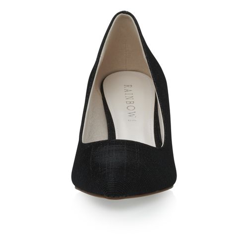 Zwarte Metallic glamour pump met comfortabele hak, voorzijde