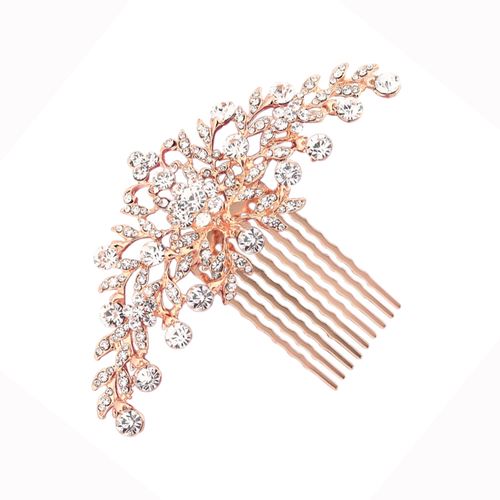Haarkam in het rose goud met strass diamantjes