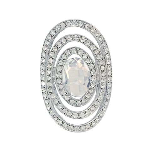 Ovale glamour ring met helder kristal en zirkonia steentjes
