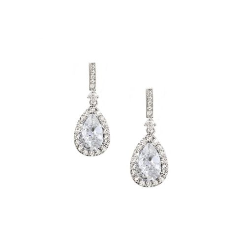 Sieraden set met peervormige zirkonia hanger en oorbellen