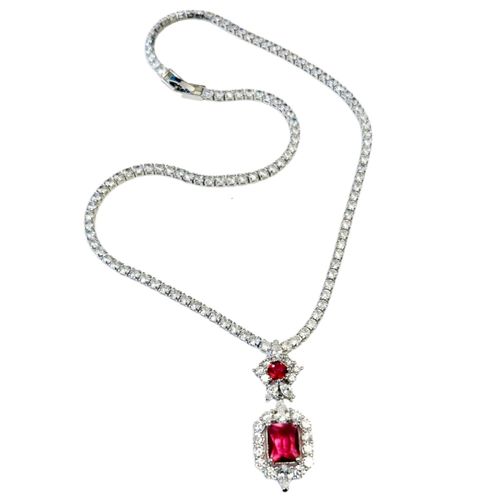 Gatsby look sieradenset met fuchsia hanger