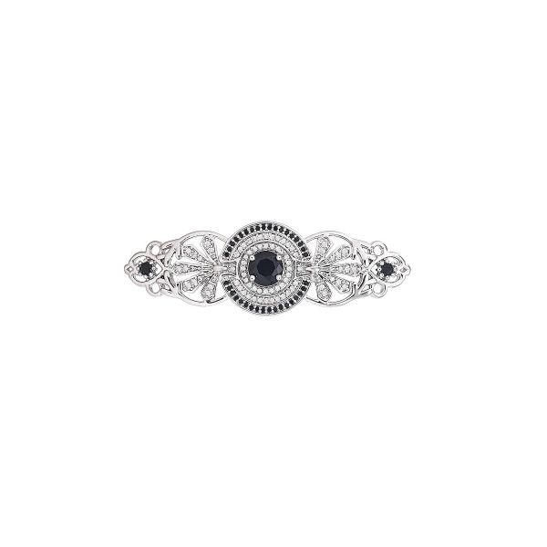 Gatsby stijl broche met zirkonia kristallen en zwarte accenten