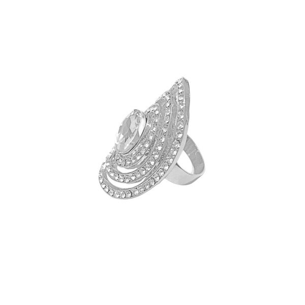 Ovale glamour ring met helder kristal en zirkonia steentjes