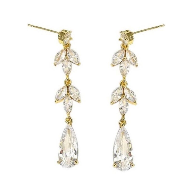 Lange oorbellen met cubic zirkonia kristallen