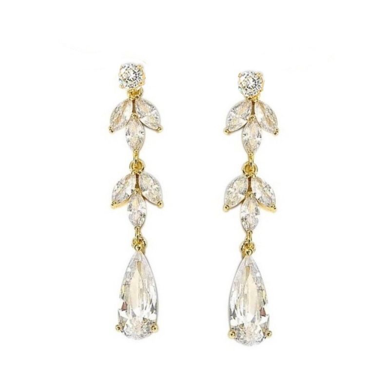 Lange oorbellen met cubic zirkonia kristallen