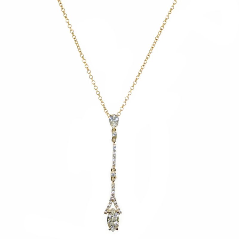 Ketting met lange hanger, versierd met zirkonia kristallen